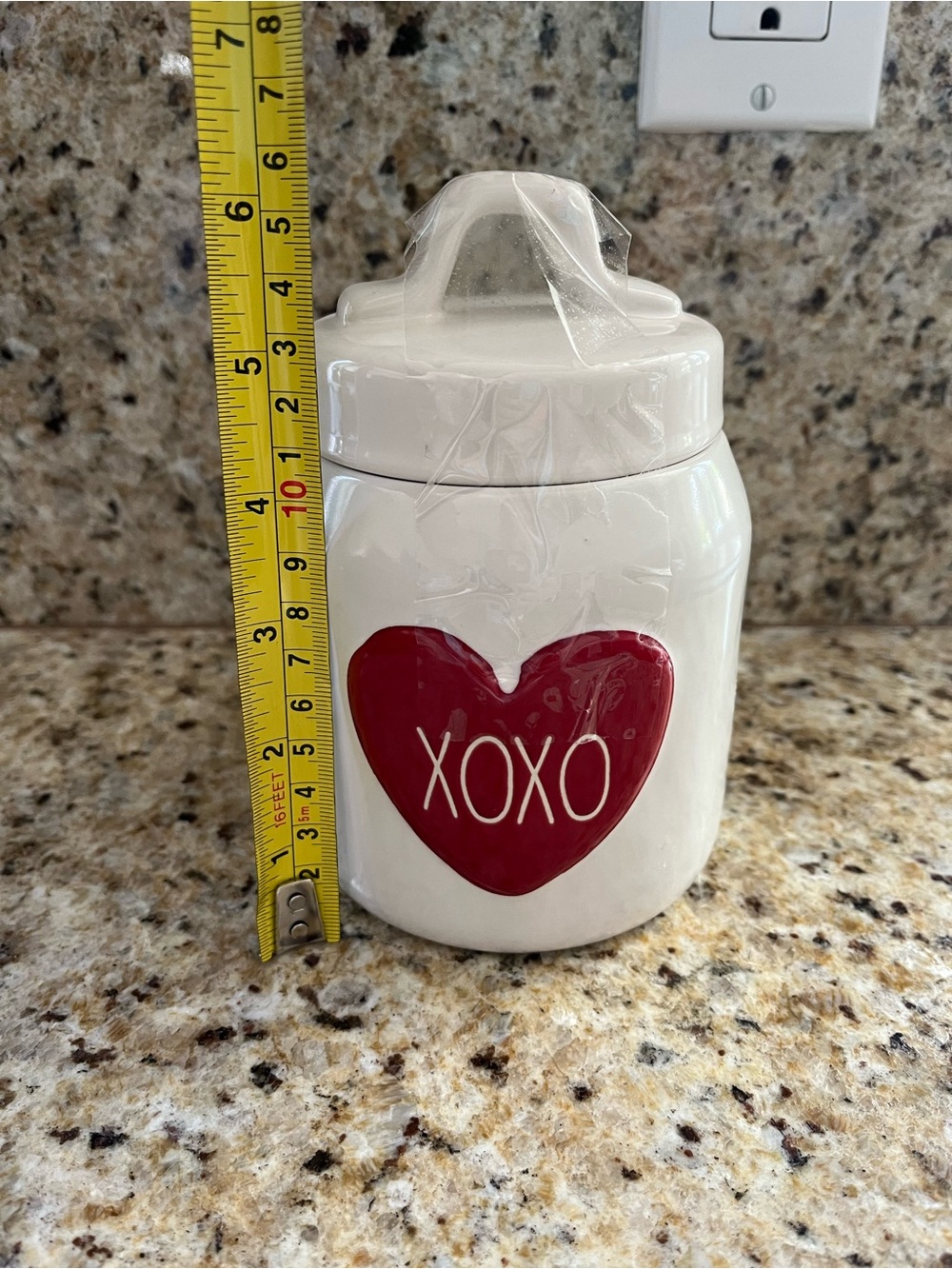 Rae Dunn White Ceramic Canister with Red Heart XOXO Valentines